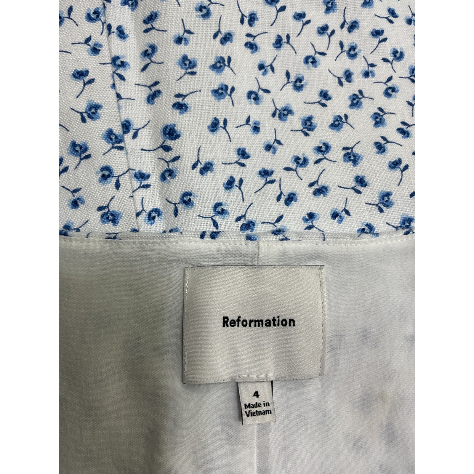 Reformation 'Hamley' Blue Linen Dress Size 4