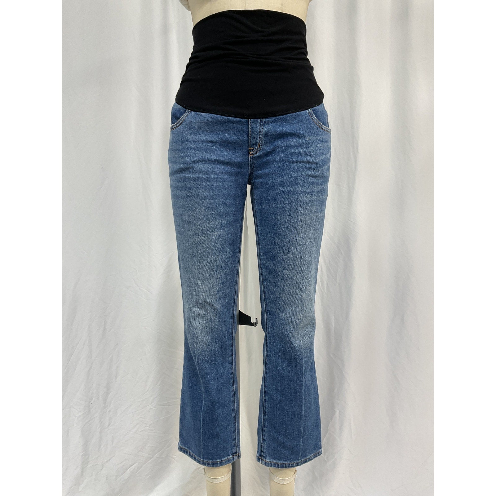Hatch The Over The Bump Blue Cotton Straight Maternity Denim Jeans Size 26