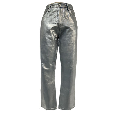 Agolde Metallic Silver 90s Pinch Straight-Leg Denim Jeans Size 31