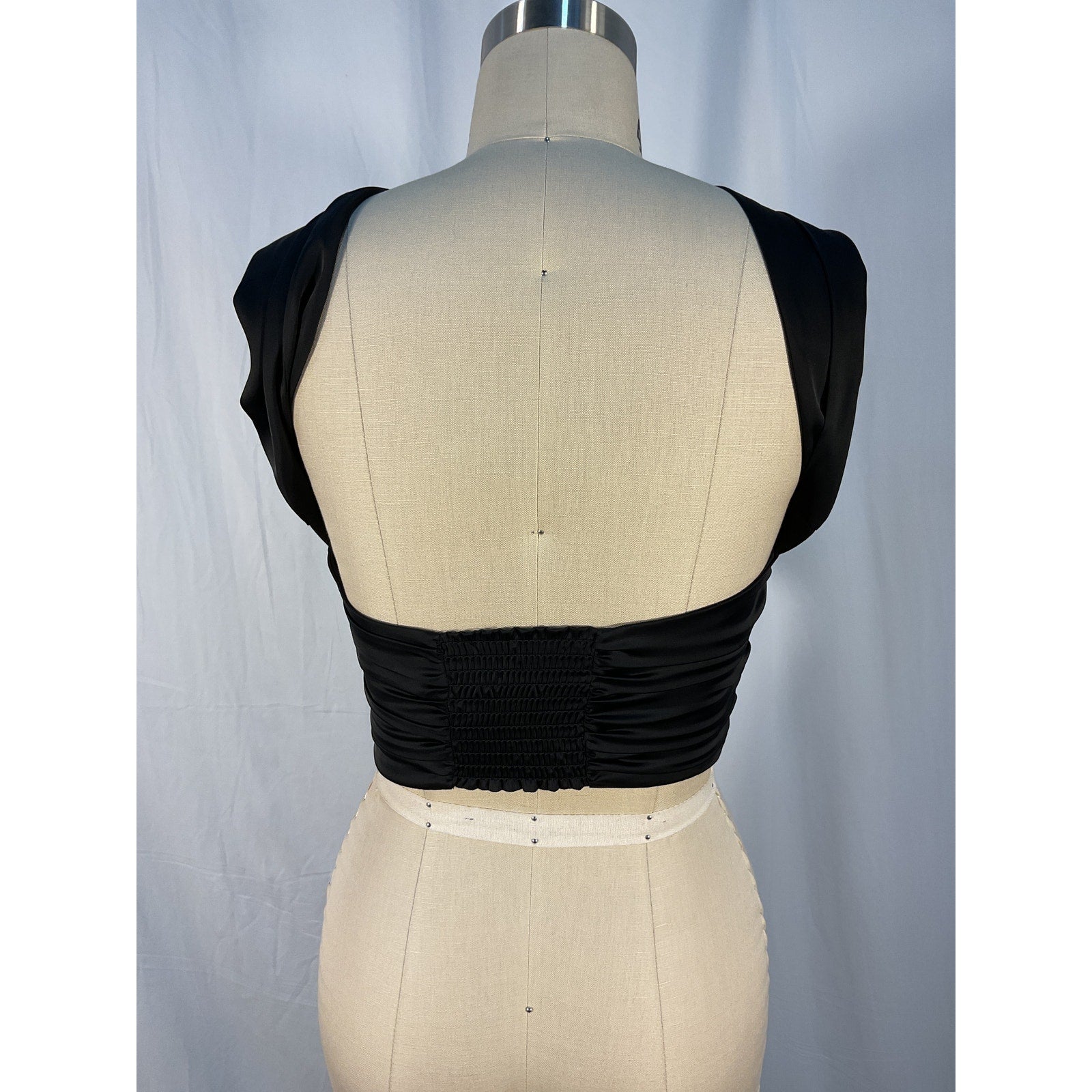 Rta 'Tiago' Black Satin Wrap Keyhole Top Size M