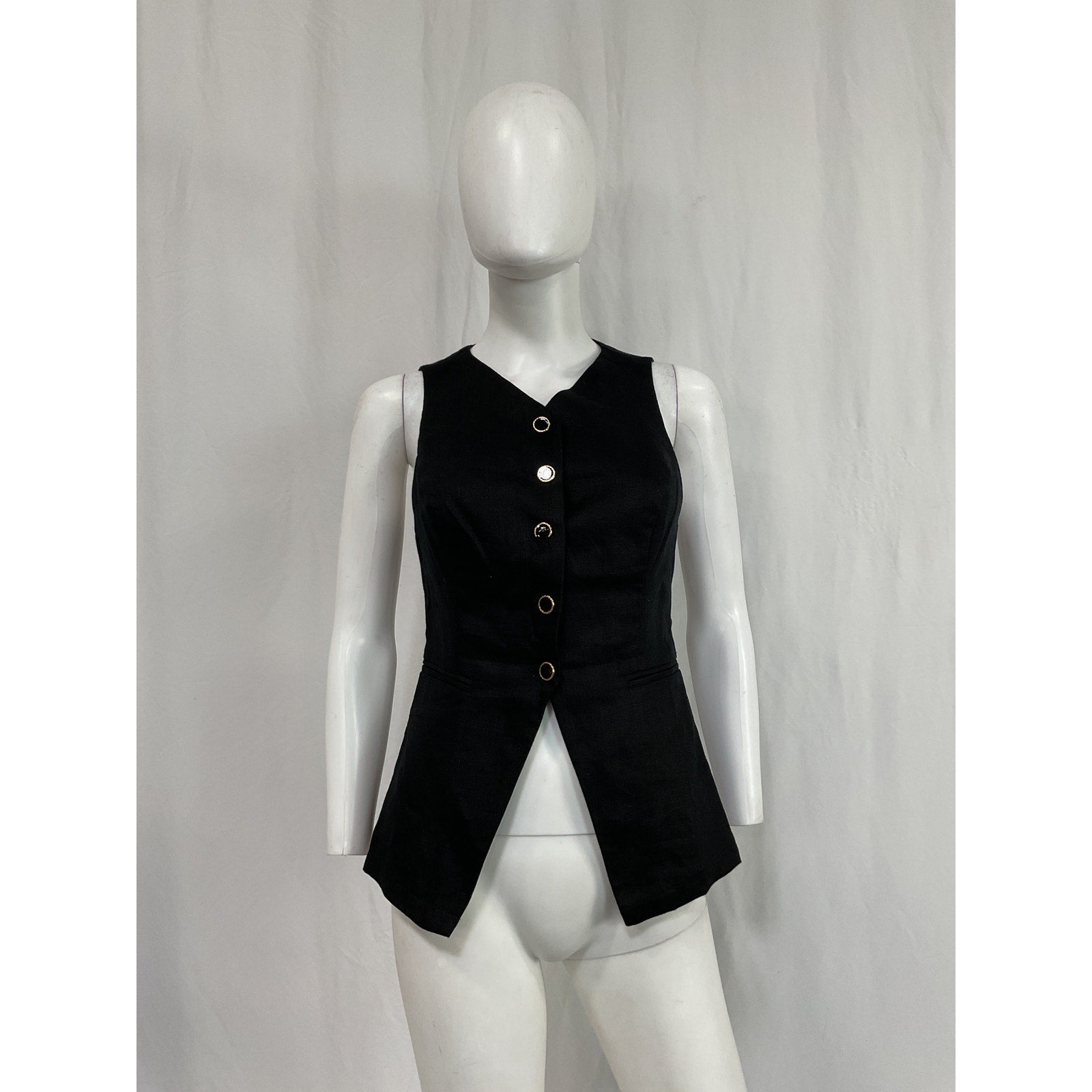 Reformation 'Aspen' Black Linen Top Size 2