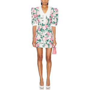 Rowen Rose Floral Light Pink And Pink Roses Sable Polo Mini Dress Size FR 36 / US 4
