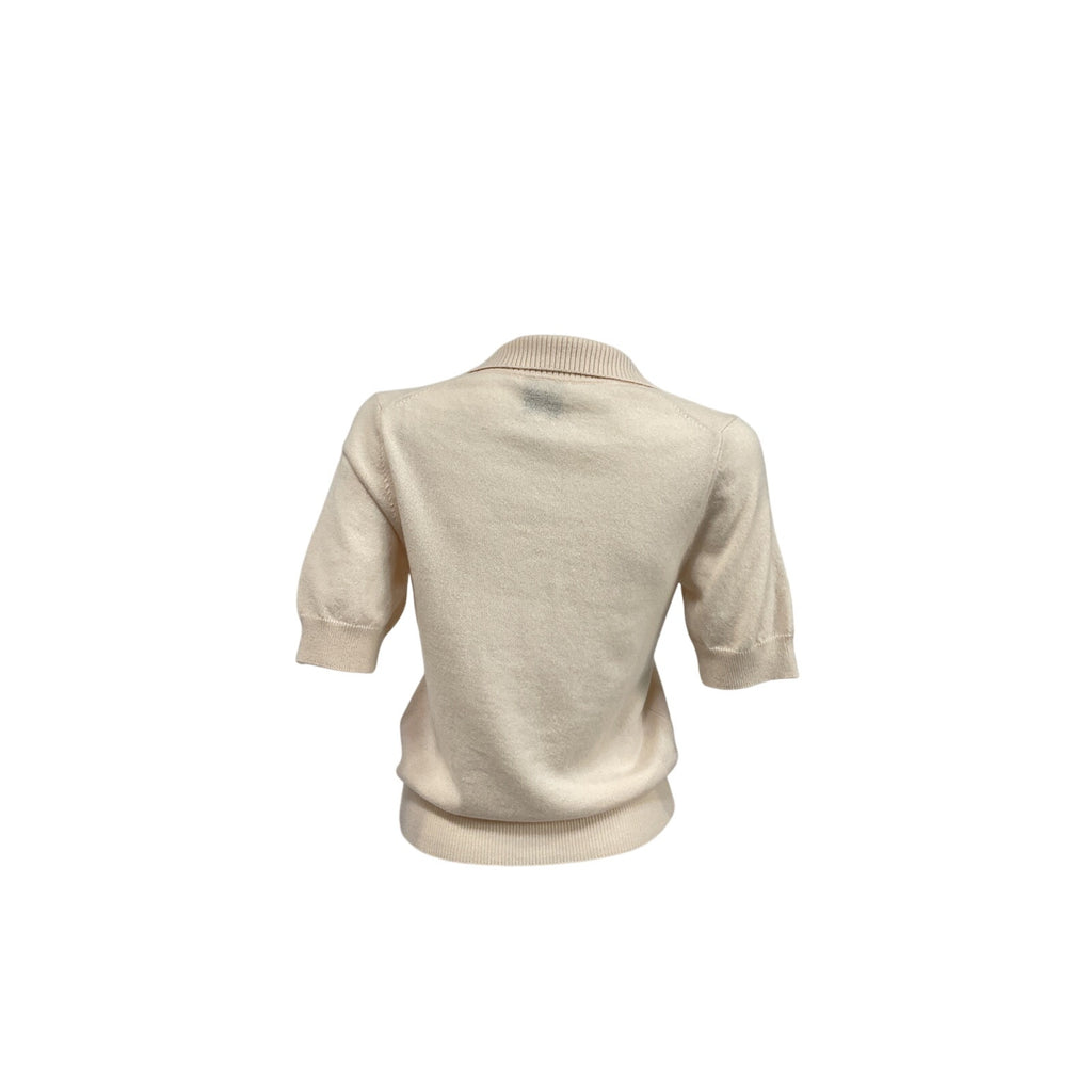 Reformation 'Louise' Cream Cashmere Polo Sweater Size S