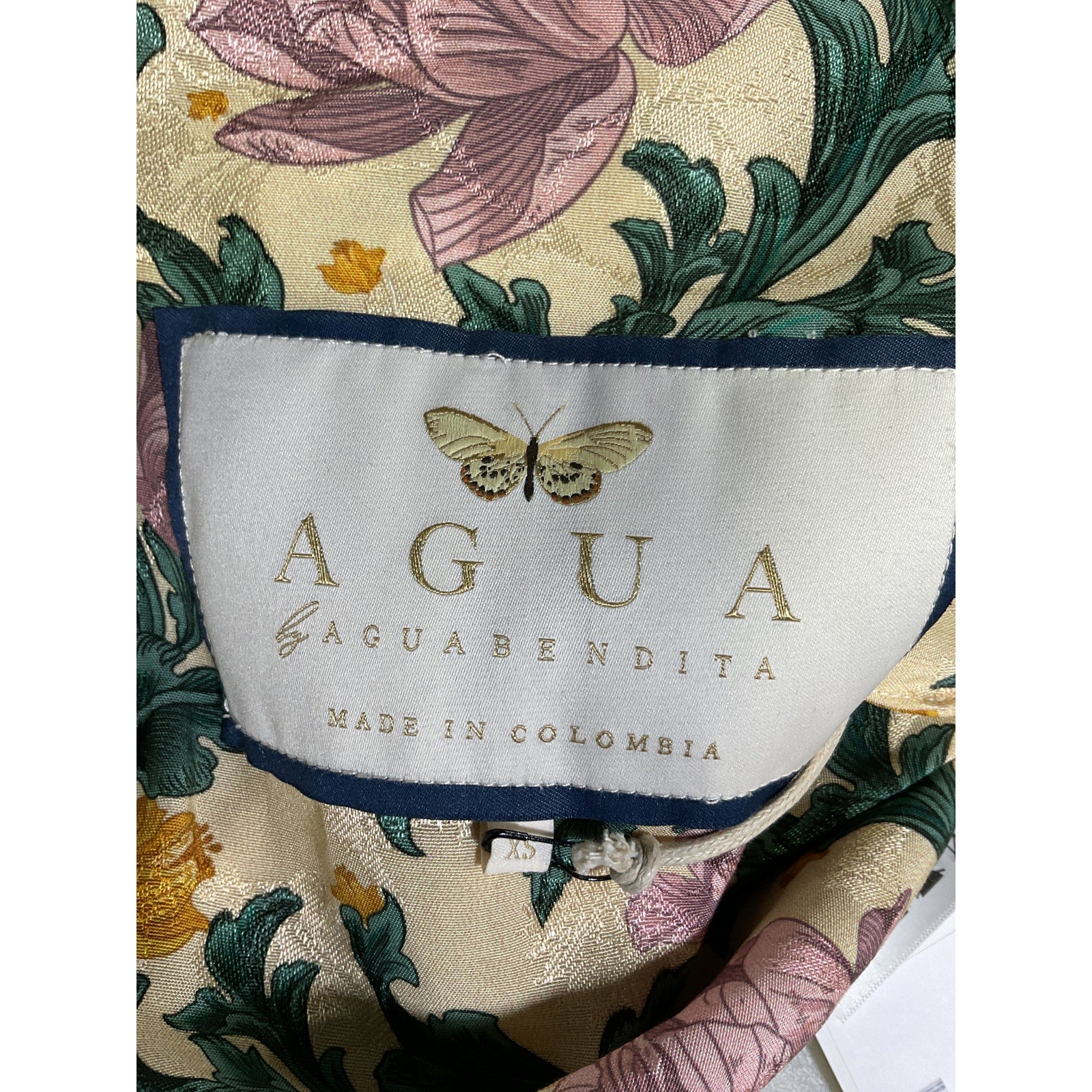 Agua By Agua Bendita Floral Green Print Bateau Neckline Crop Top Size S