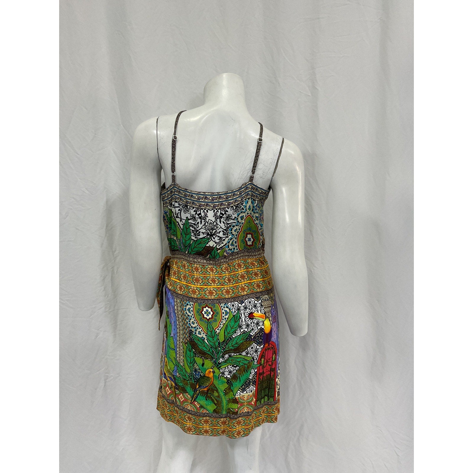Farm Rio 'Gayatri' Green Lenzing Halter Neck Mini Dress Size XS