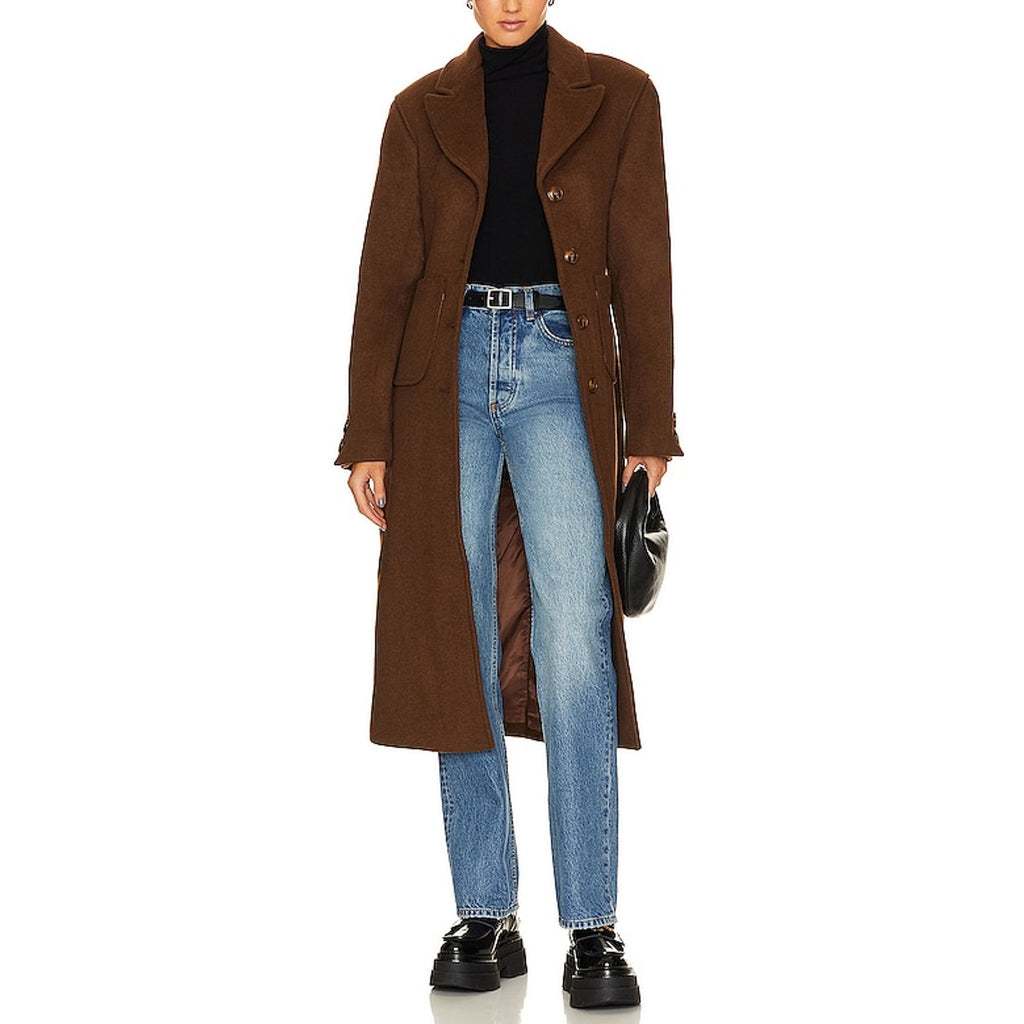 L'Academie X 'Marianna' Brown Wool Long Coat Size XS