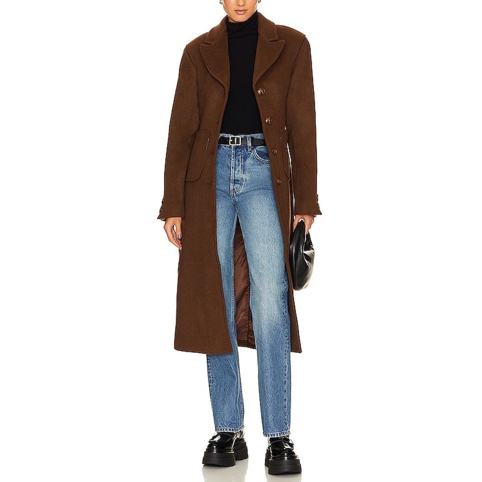 L'Academie X 'Marianna' Brown Wool Long Coat Size XS