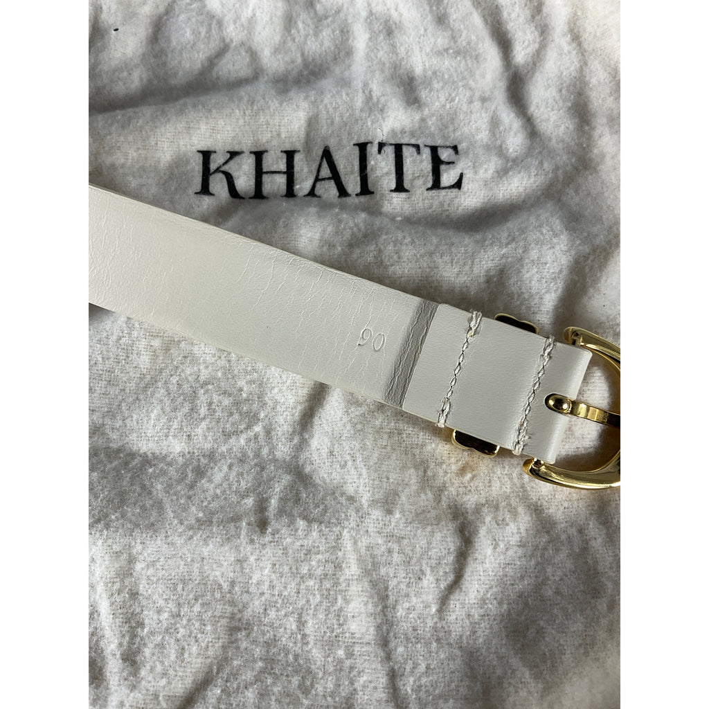 Khaite 'Bambi' Ivory Leather Belt Size 90