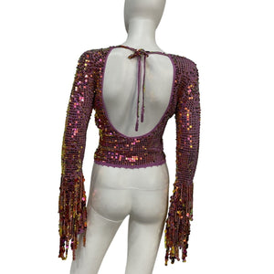 Retrofête Sequined Purple Miriam Top Blouse Size XS / S
