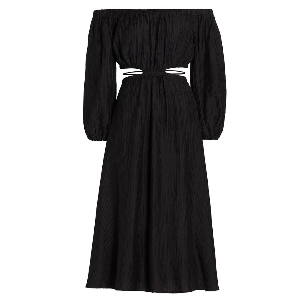 Astr The Label 'Cassian' Black Cut-Out Off Shoulder Long Sleeve Maxi Dress Size S