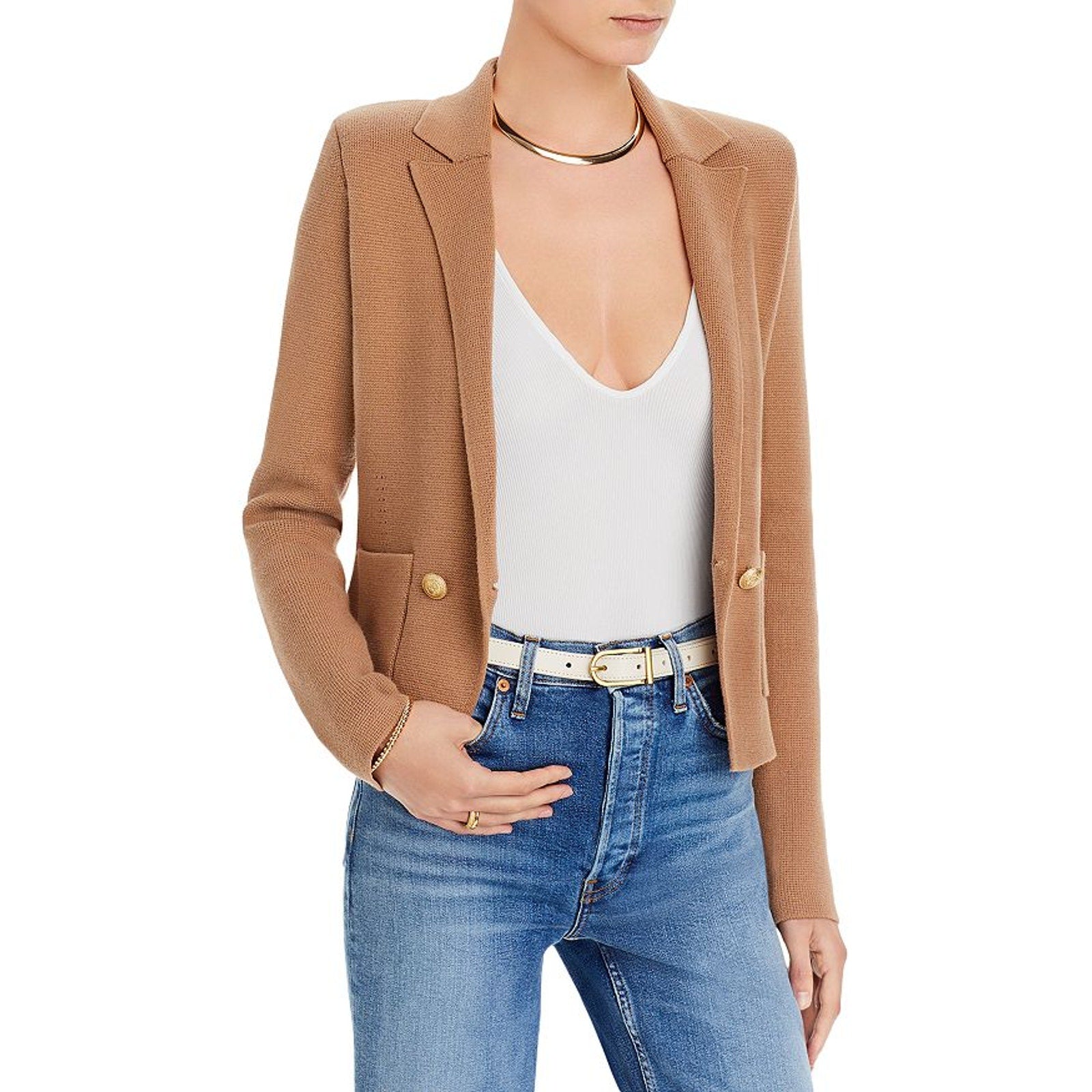 L'Agence 'Sofia' Beige Knit Blazer Size XS