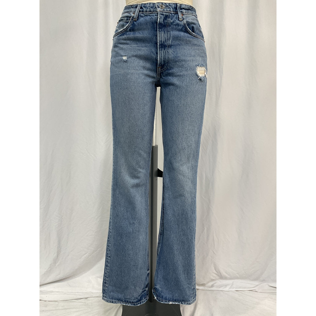 Grlfrnd 'Melanie' Blue Cotton High Rise Boot Cut Jean Size 26