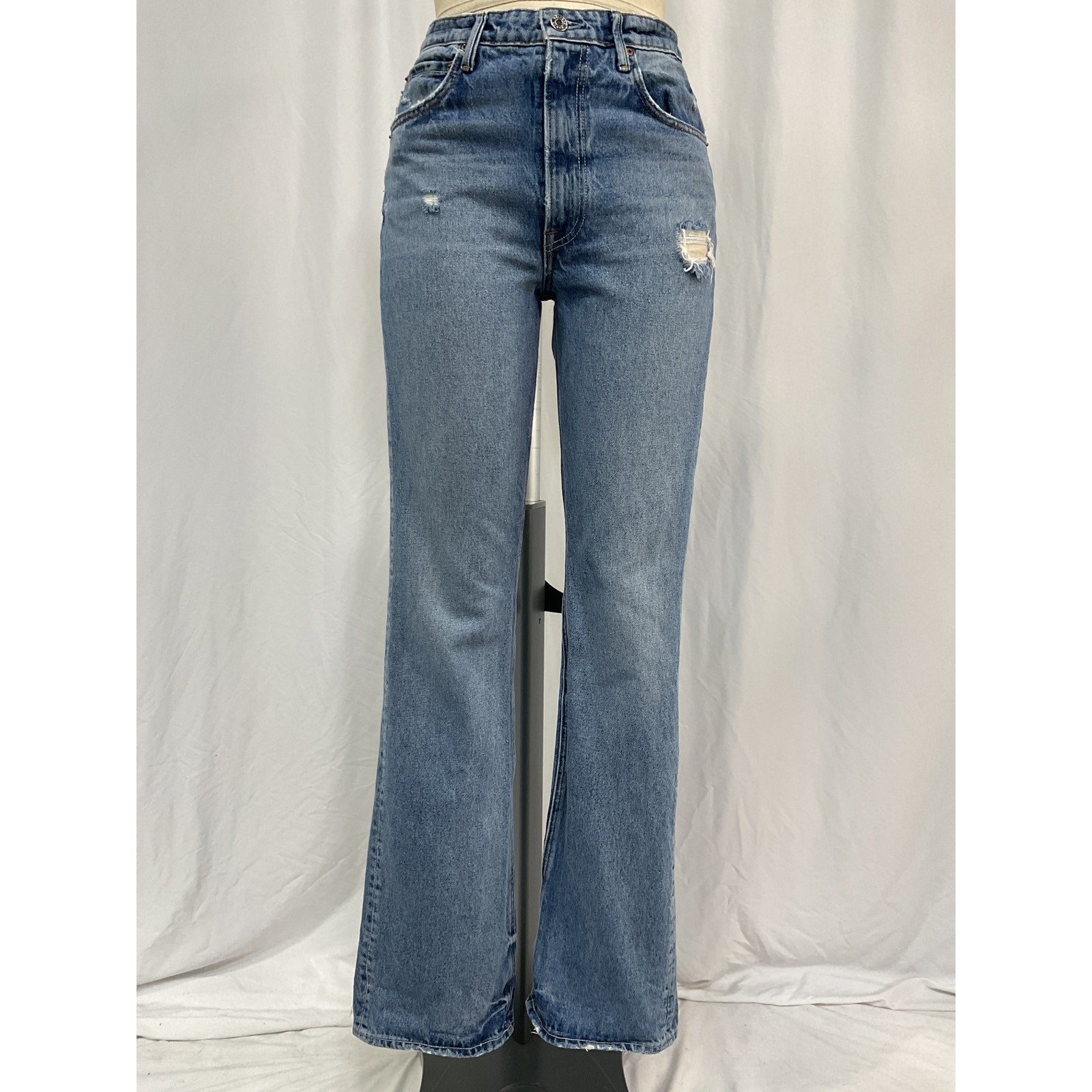 Grlfrnd 'Melanie' Blue Cotton High Rise Boot Cut Jean Size 26