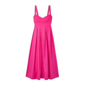 La Ligne Pleated Magenta Cotton Poplin Midi Dress Size 10