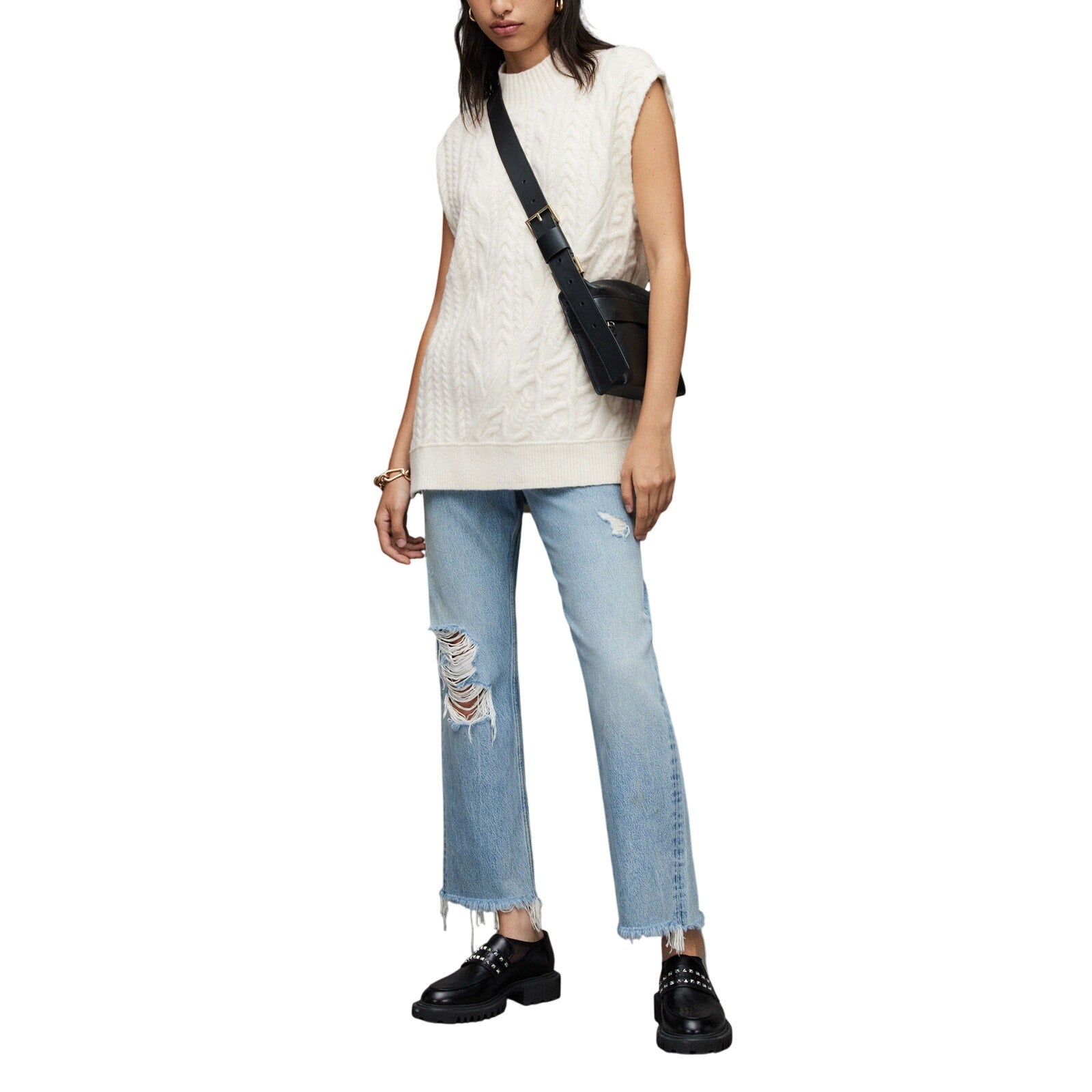 Allsaints 'Arvid' Beige Wool Oversized Tank Top Size S