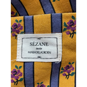Sézane Printed Yellow Floral Stripe Tote Bag