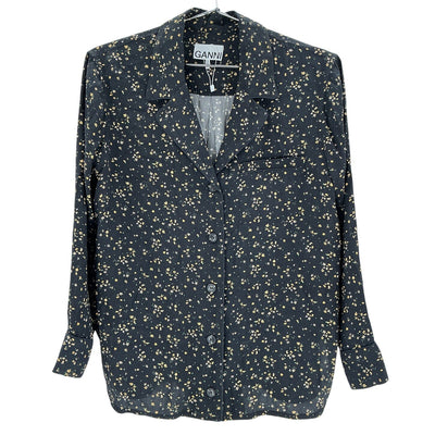 Ganni Floral Print Button-Up Top Size 36