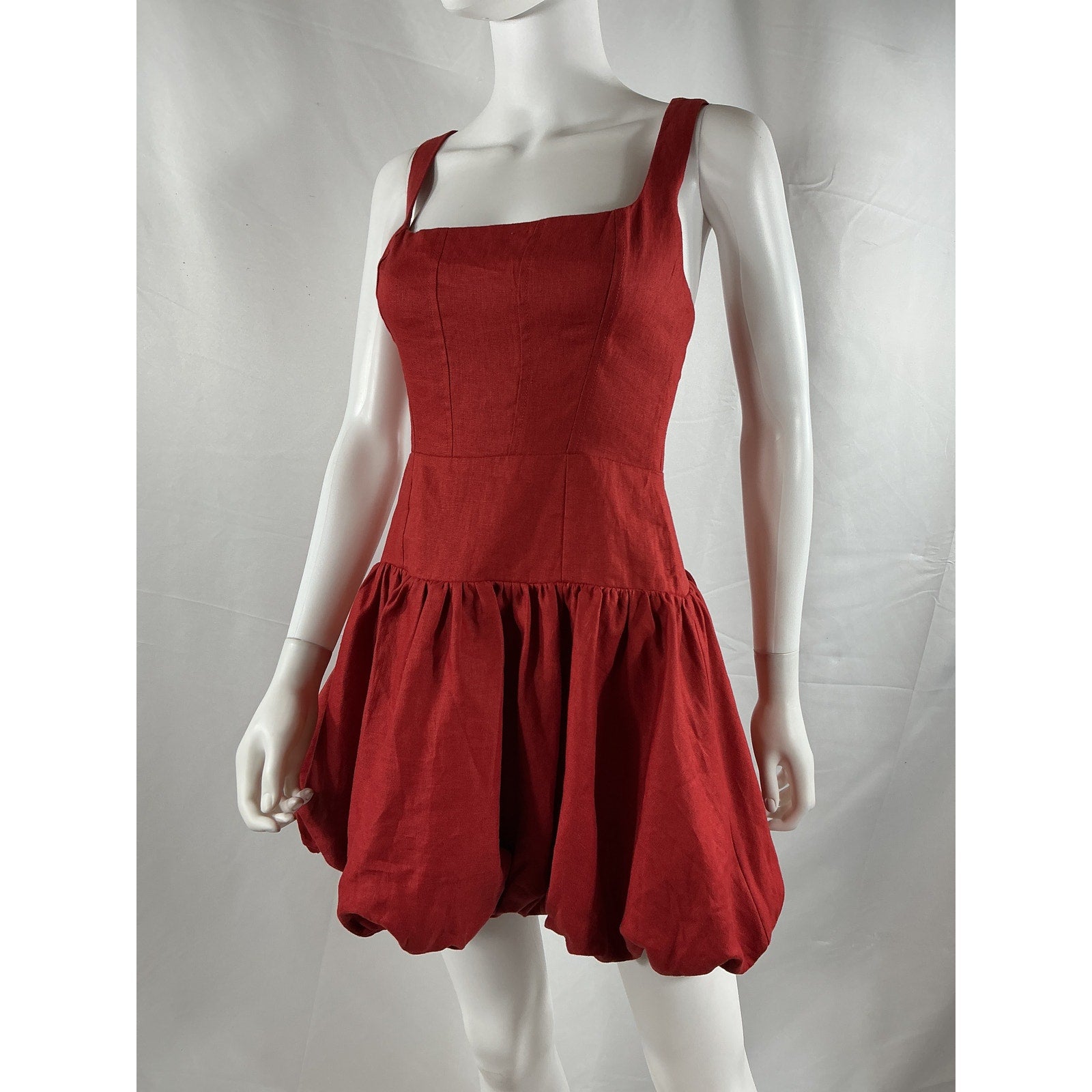 Reformation 'Delia' Red Linen Dress Size 2