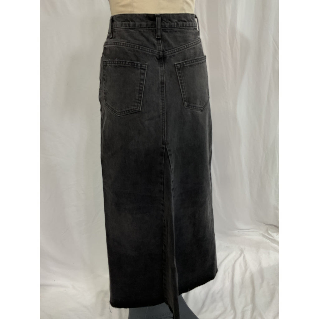 Reformation 'Tazz' Black Maxi Denim Jean Skirt Size 27