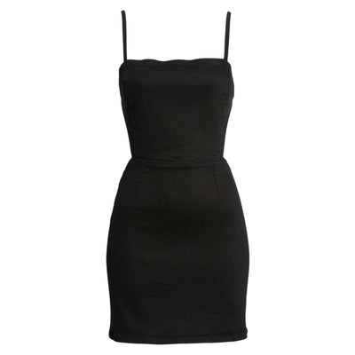 Reformation Chic Black Kate Tie Back Denim Mini Dress Size 6