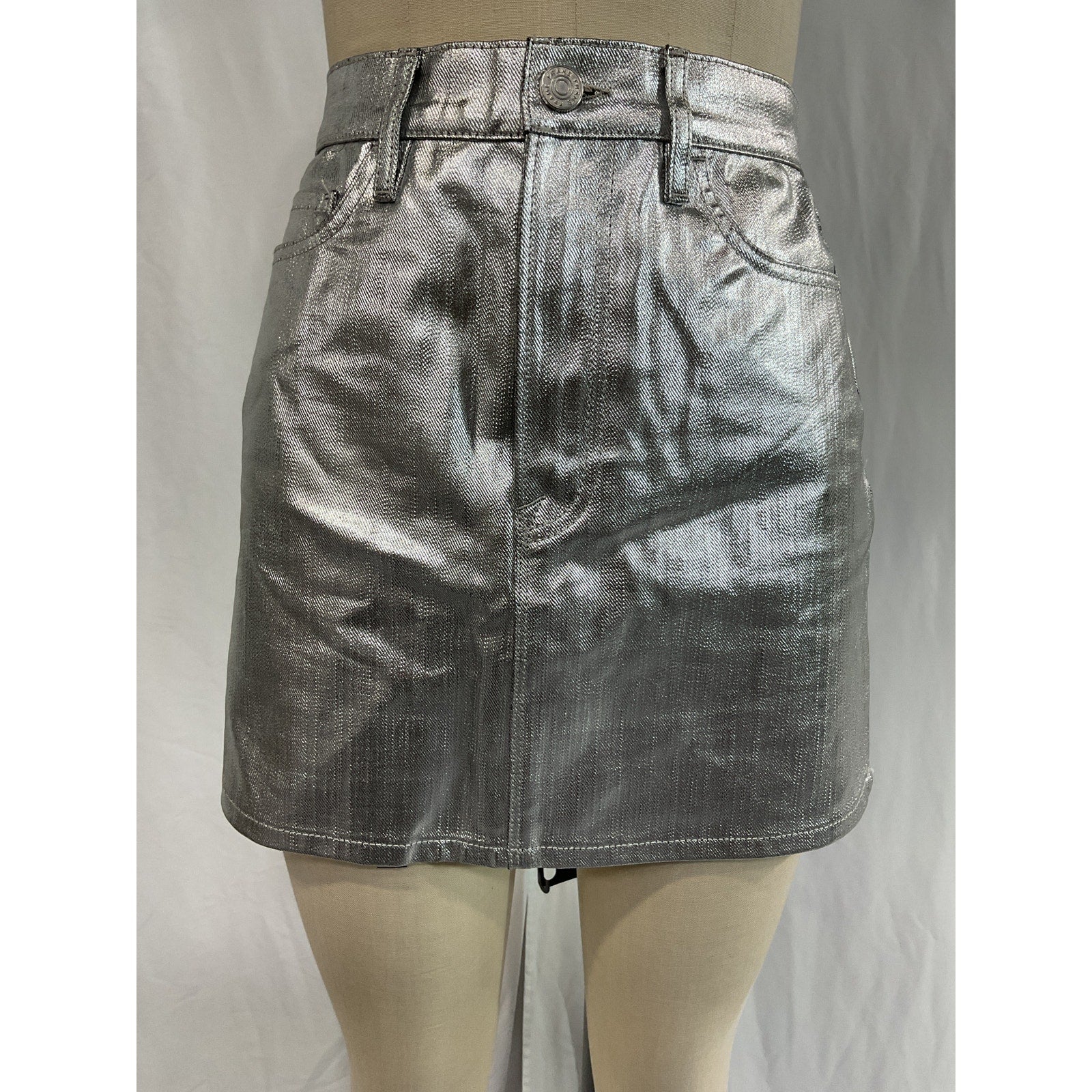 Frame 'Le' Silver Mini Skirt Size 30