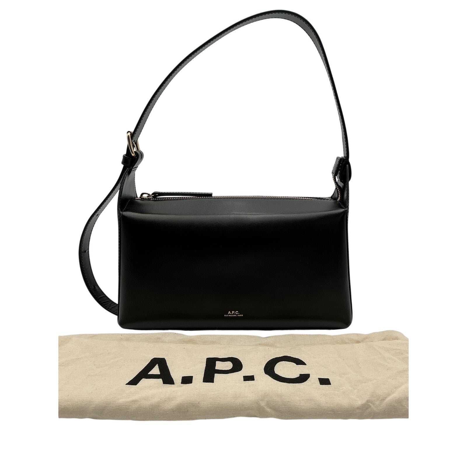 A.P.C. 'Virginie' Black Leather Shoulder Bag