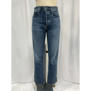 Agolde 'Harper' Blue Cotton High Rise Wide-Leg Denim Jean Size 26