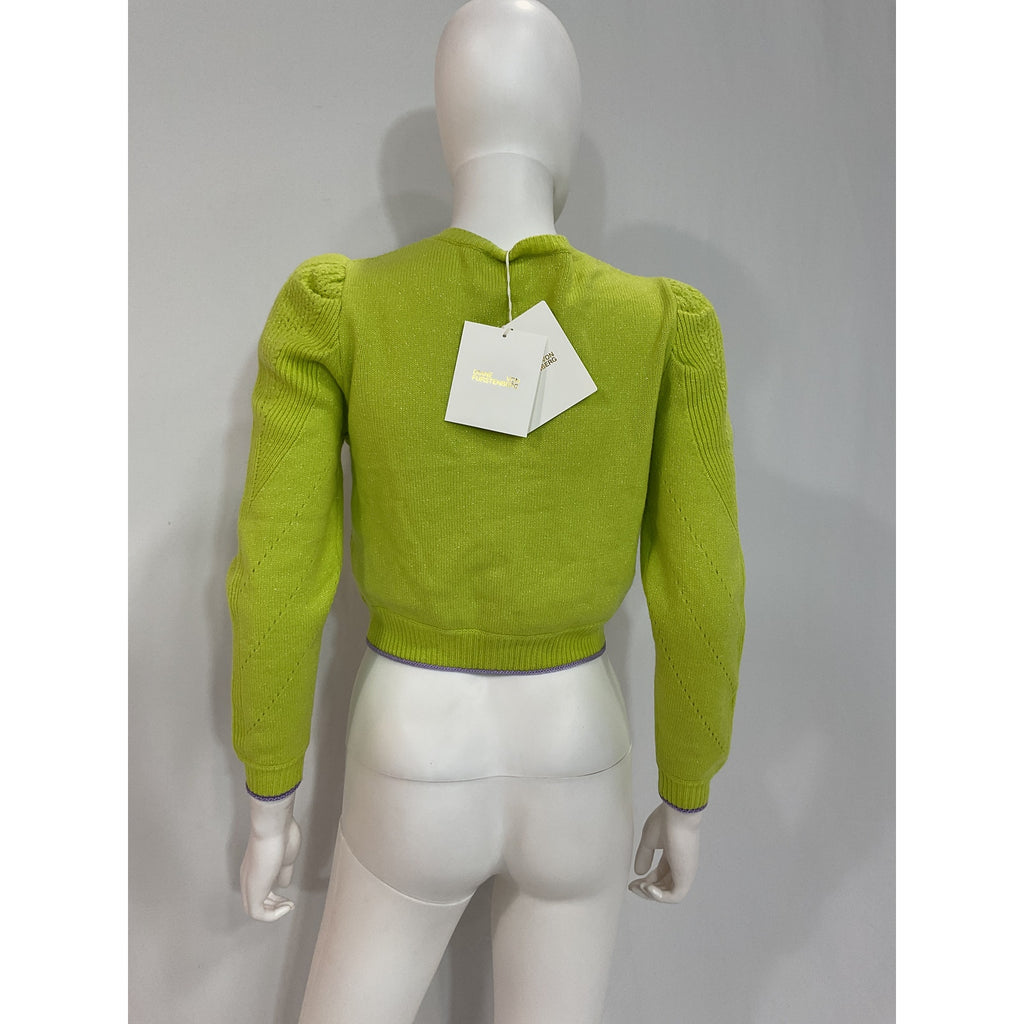 Diane Von Furstenberg 'Timmy' Puff Sleeve Green Cardigan Size XS - NWT