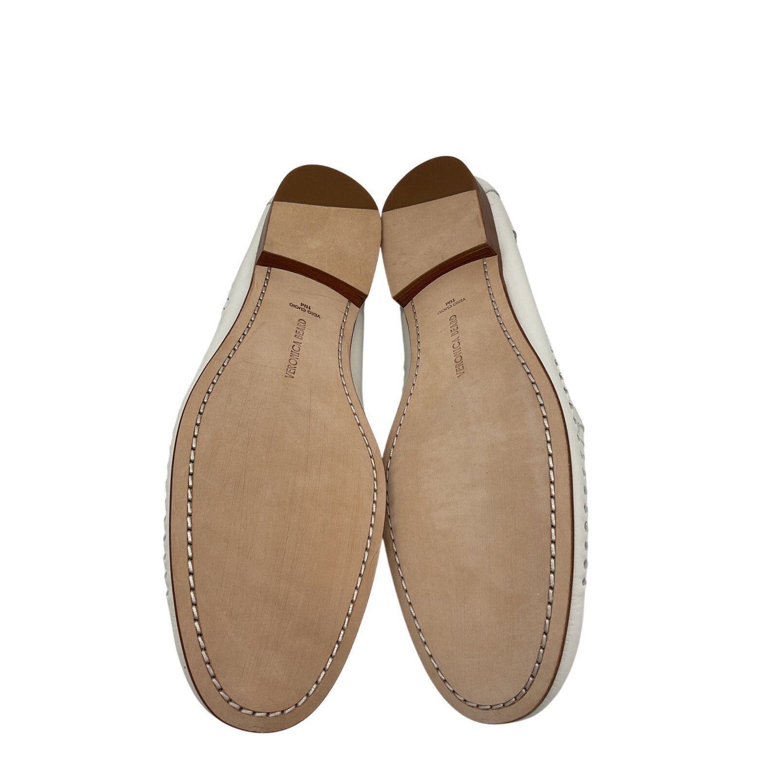 Veronica Beard 'Penny' White Leather Woven Leather Loafer Size 11