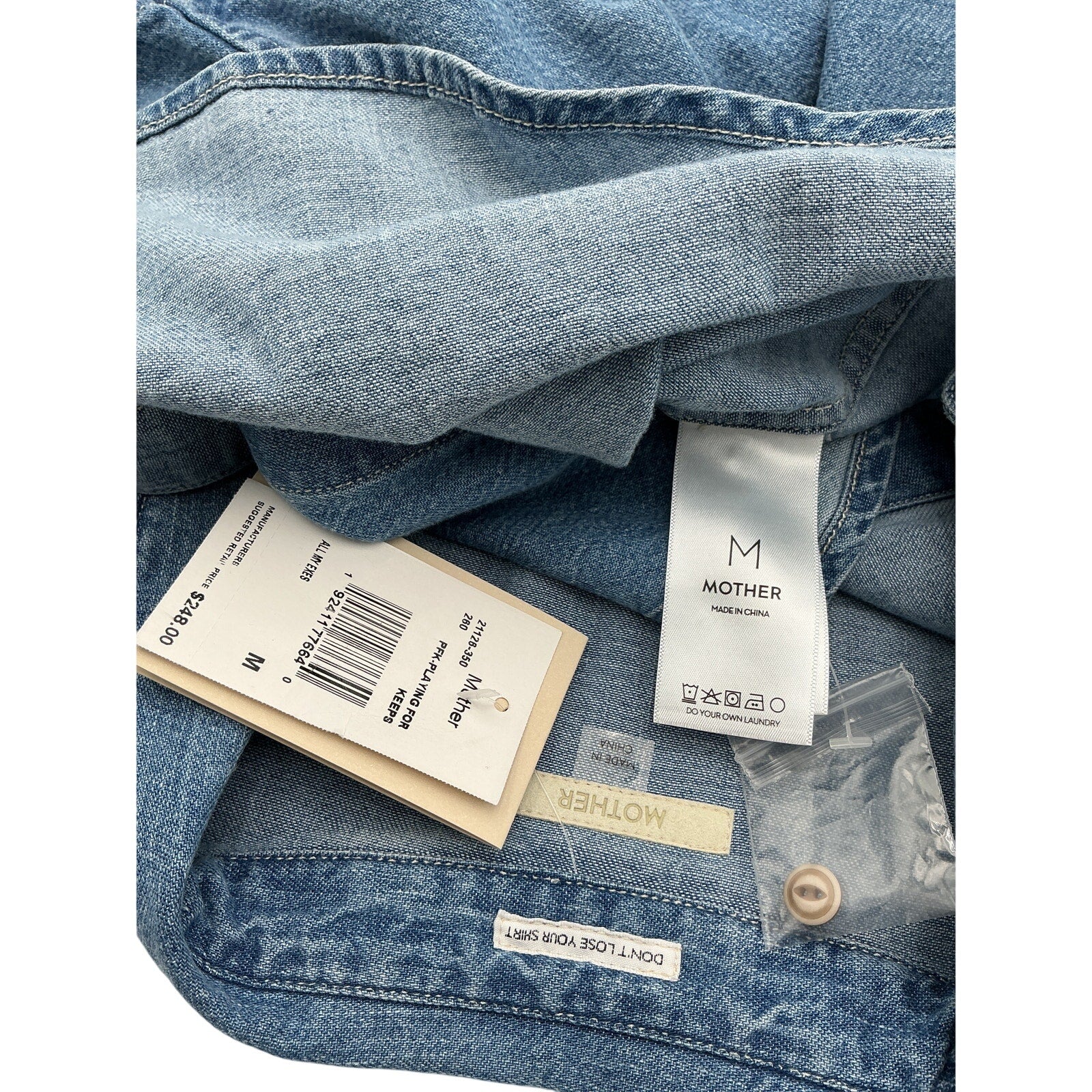 Mother All My Exes Blue Cotton Denim Shirt Size M