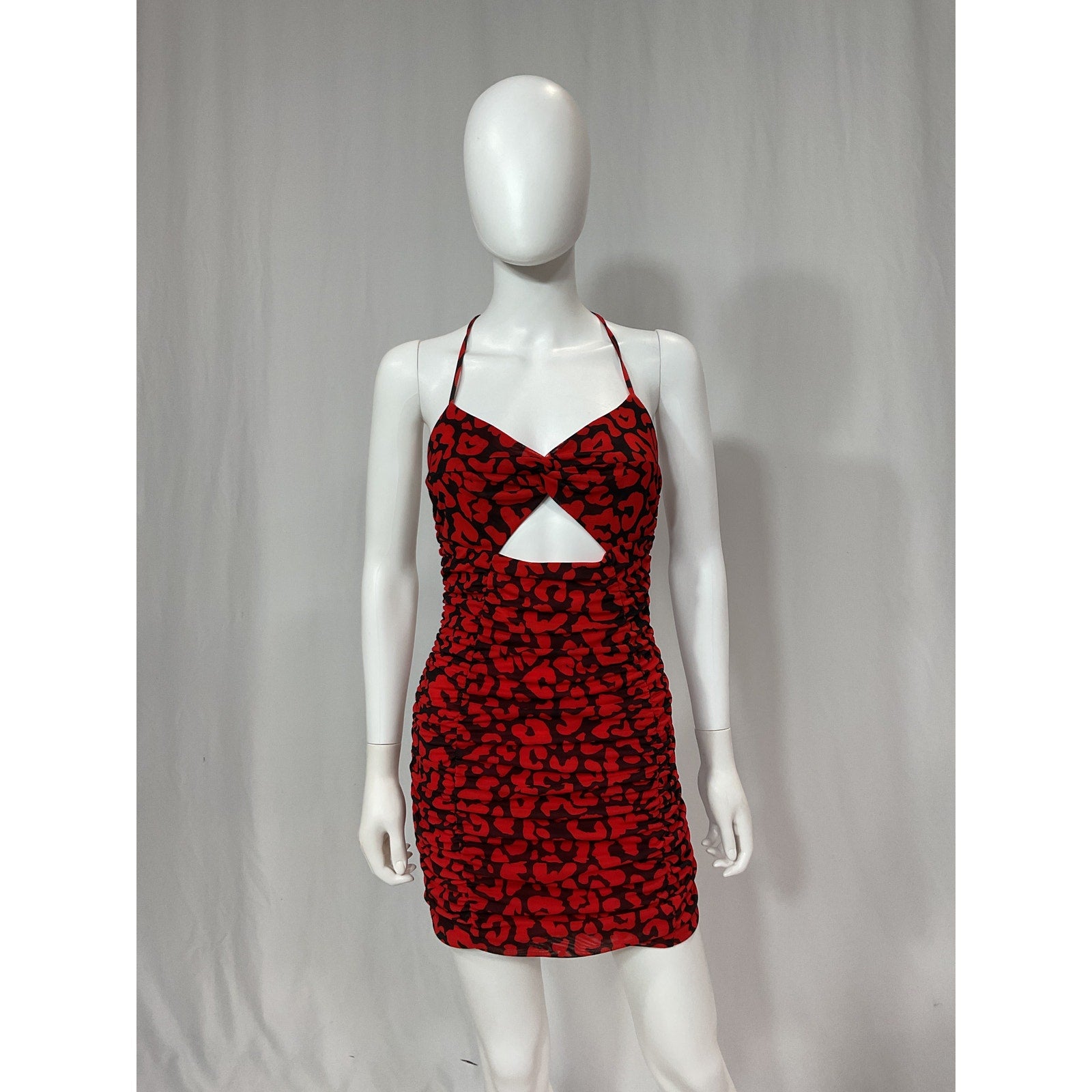 Michael Costello 'Afton' Red Ruched Mini Dress Size S