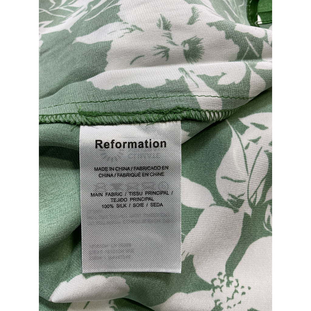 Reformation 'Kosta' Green Silk Dress Size 8 - NWT