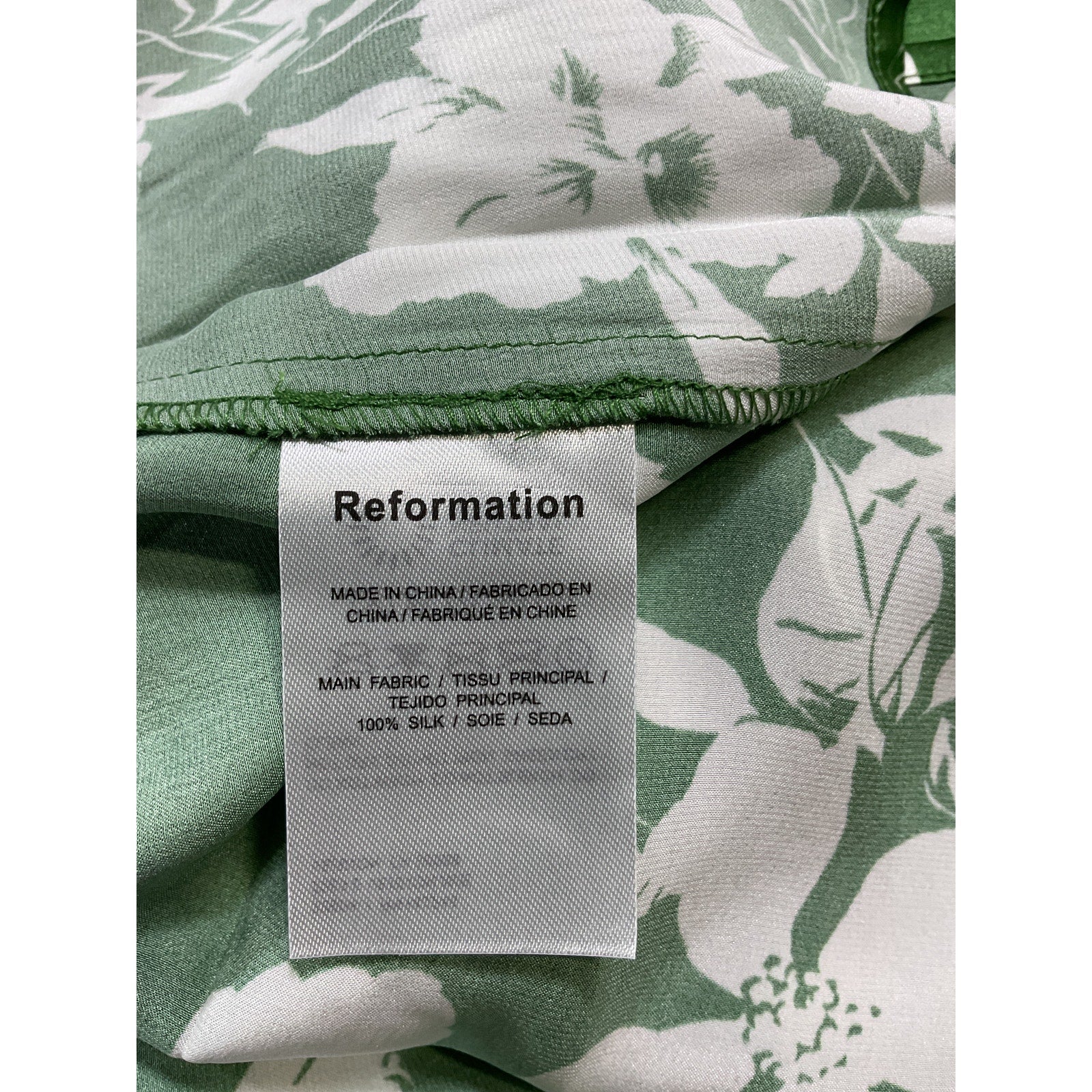 Reformation 'Kosta' Green Silk Dress Size 8 - NWT