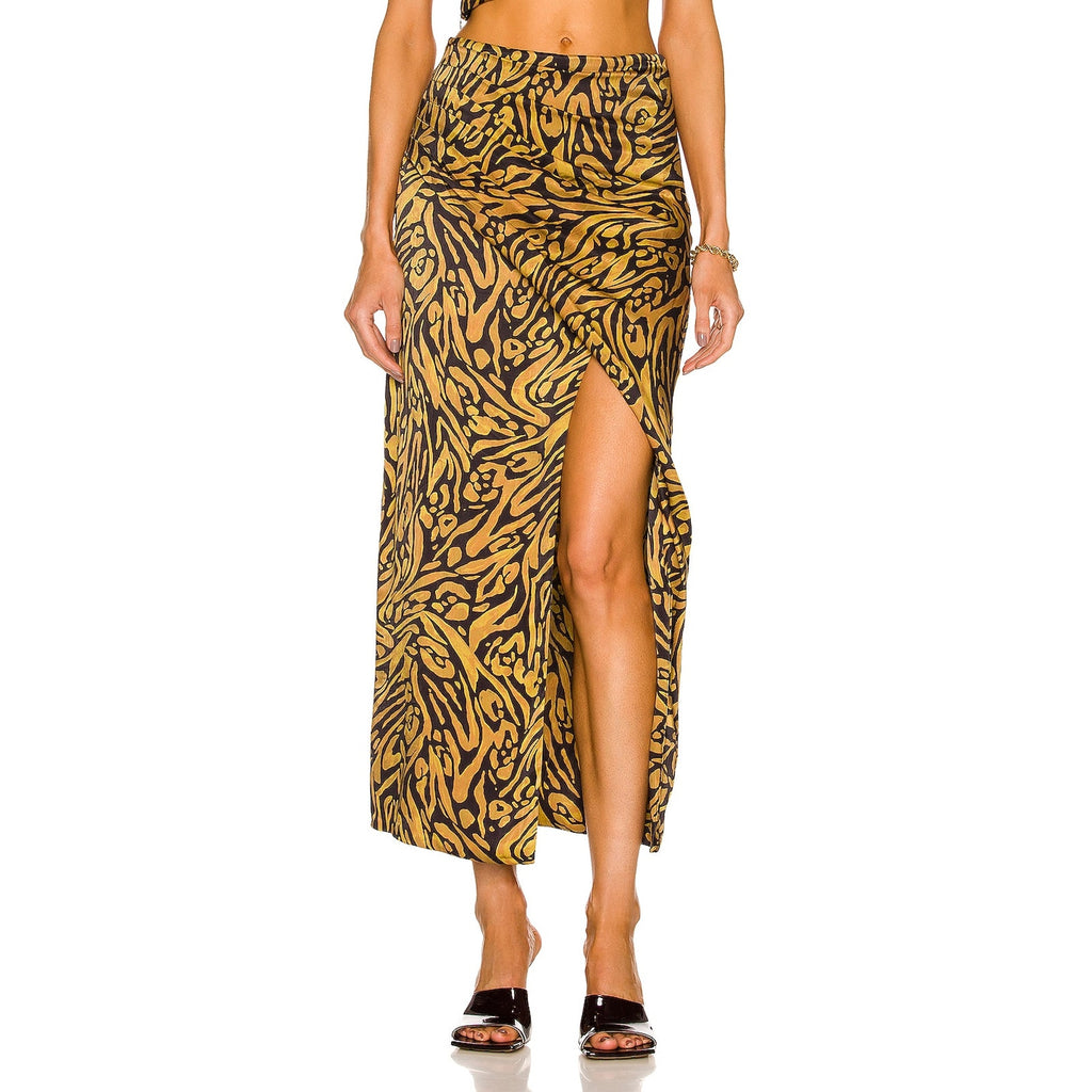 Nicholas 'Farah' Gold Long Faux Wrap Skirt Size 8