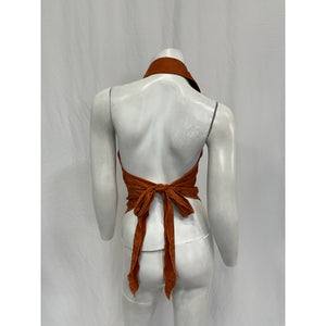 Kim Shui Sleeveless Brown Silk Western Top Size XS