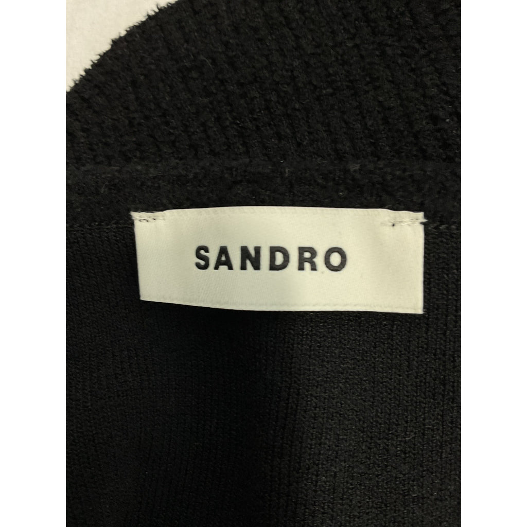 Sandro Short 'Velvet' Black Embellished Velvet Effect Knit Cropped Sweater Size S