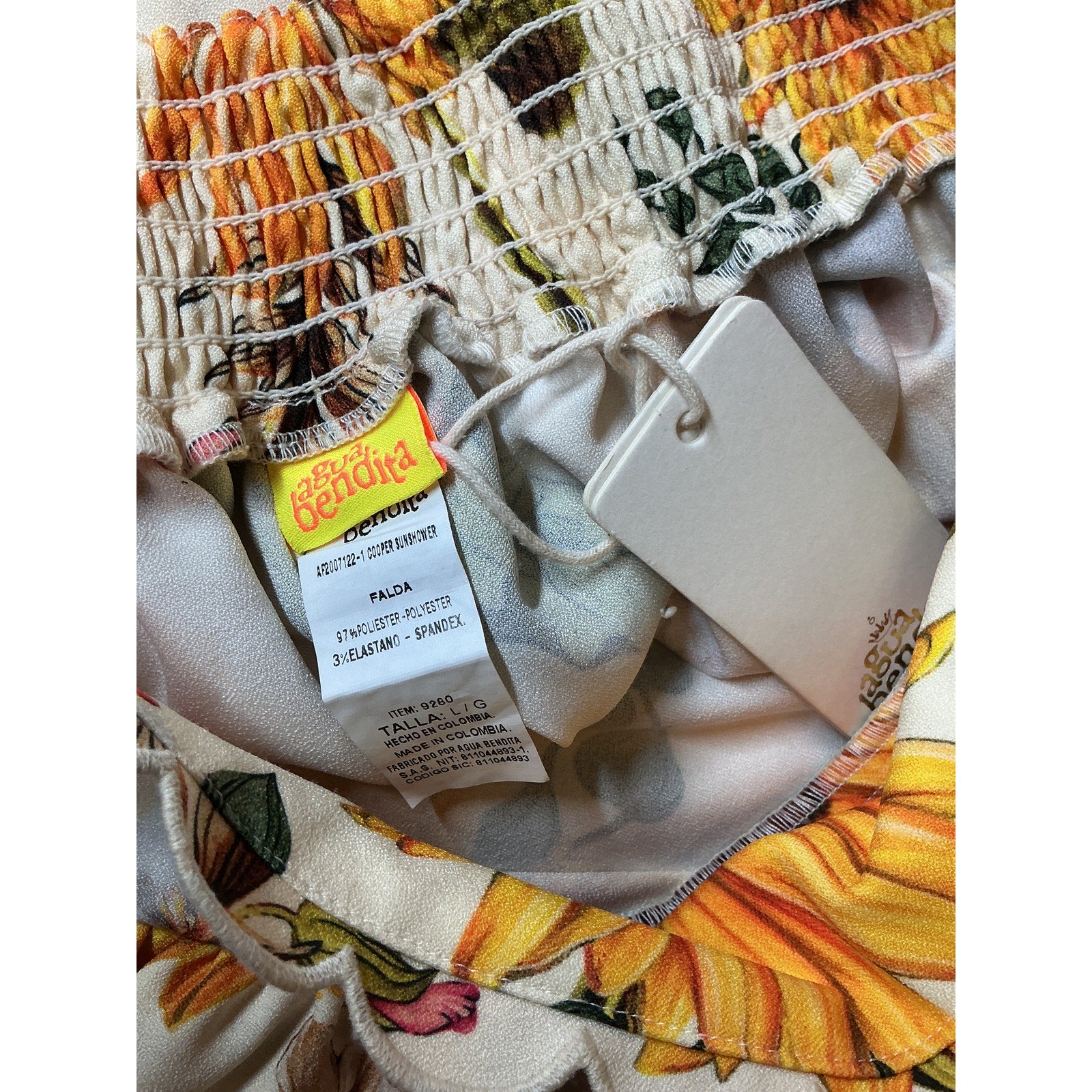 Agua Bendita 'Cooper' Yellow Polyester Skirt Size L