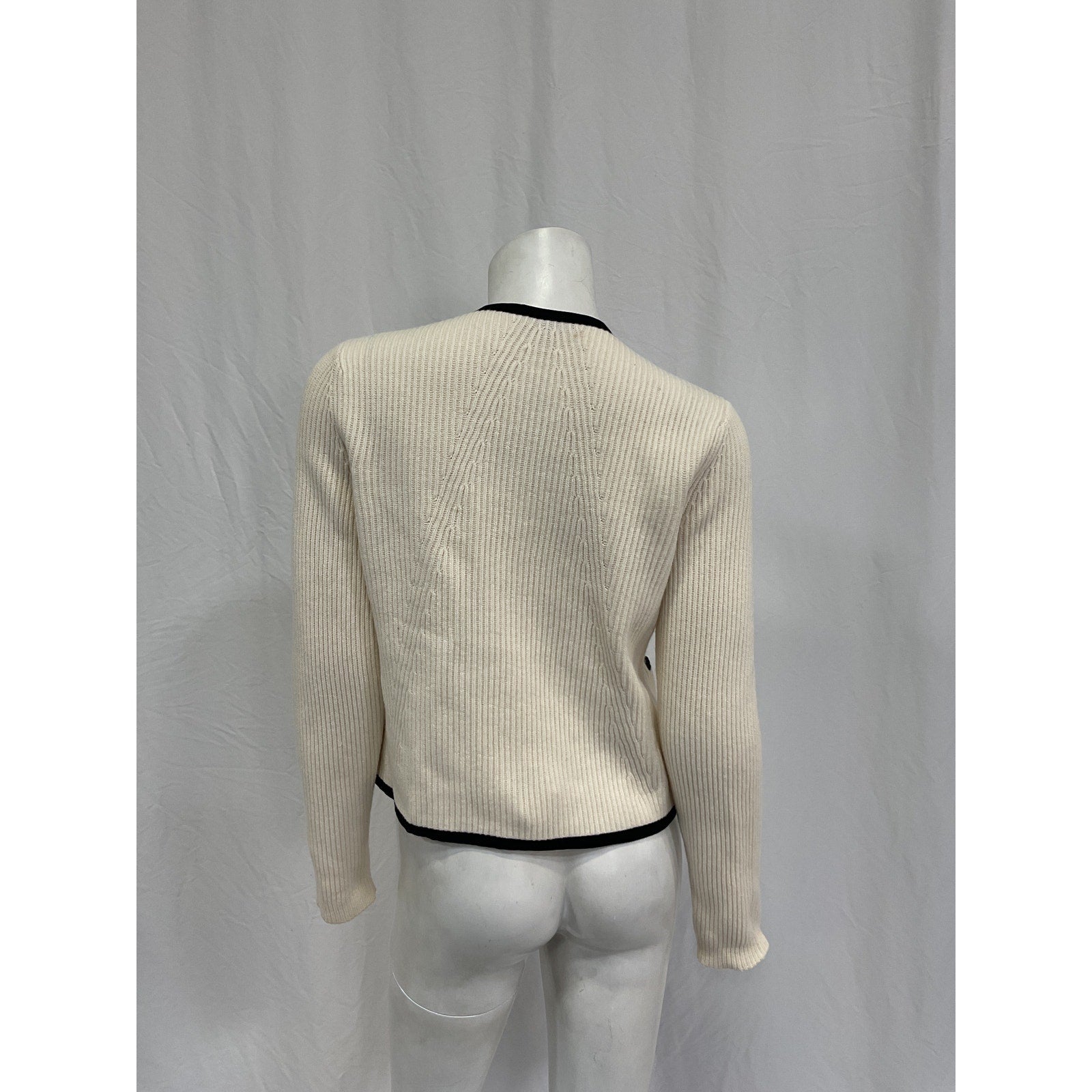 Rag & Bone 'Nancy' White Merino Wool-Blend Rib-Knit Cardigan Size S