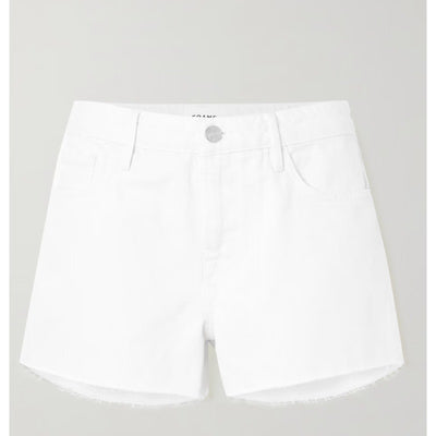 Frame Le Grand White Garcon Frayed Denim Shorts Size 29