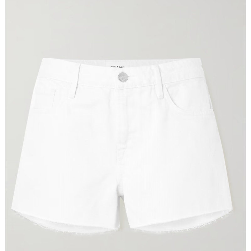 Frame Le Grand White Garcon Frayed Denim Shorts Size 29