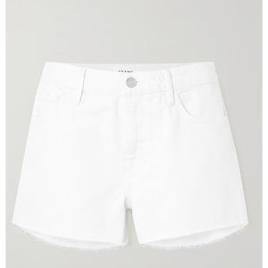 Frame Le Grand White Garcon Frayed Denim Shorts Size 29
