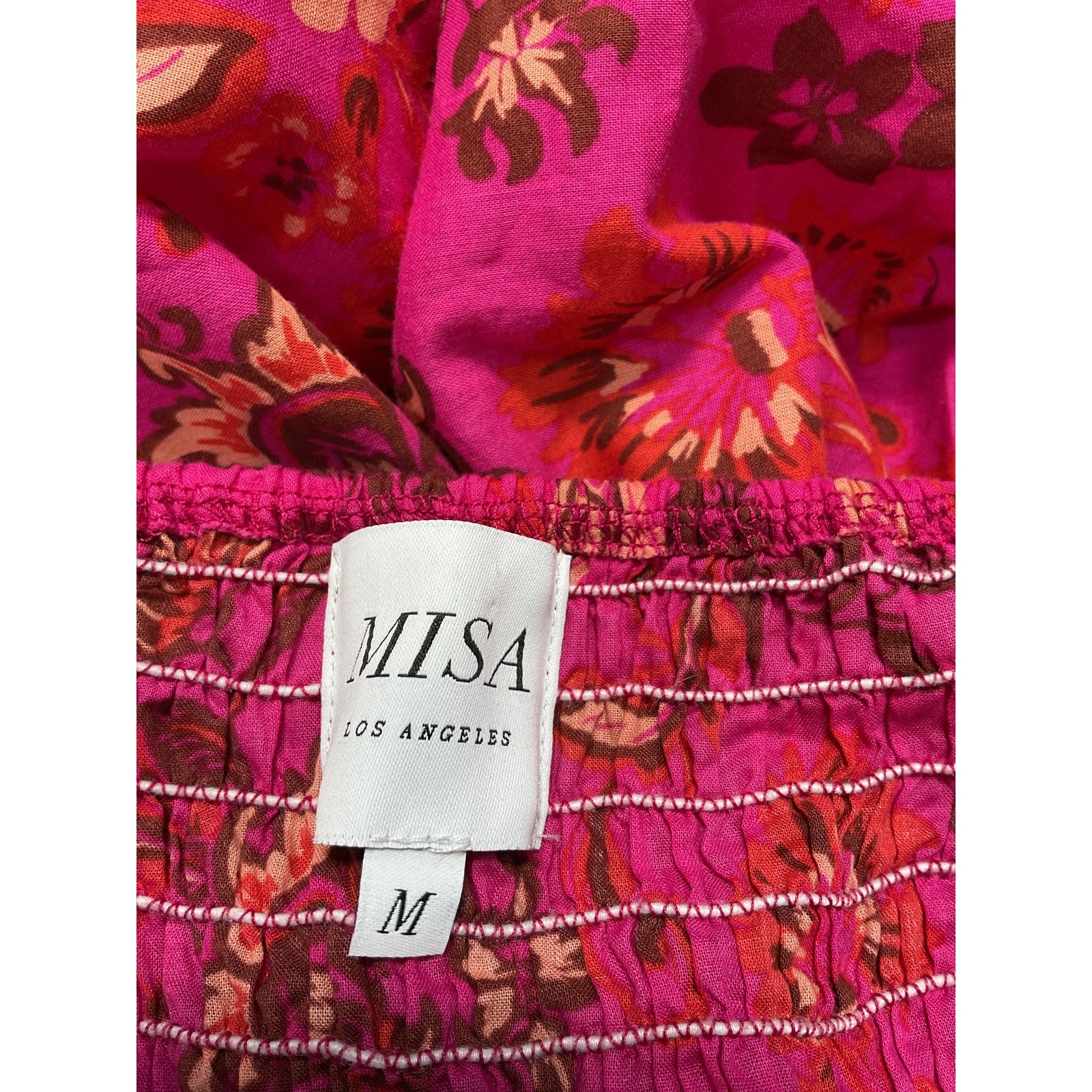 Misa Los Angeles Pinnk Floral Print Three Quarter Sleeve Mini Dress Size M