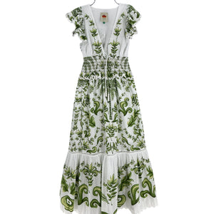 Farm Rio Botanical Green Milani Maxi Dress Size XS