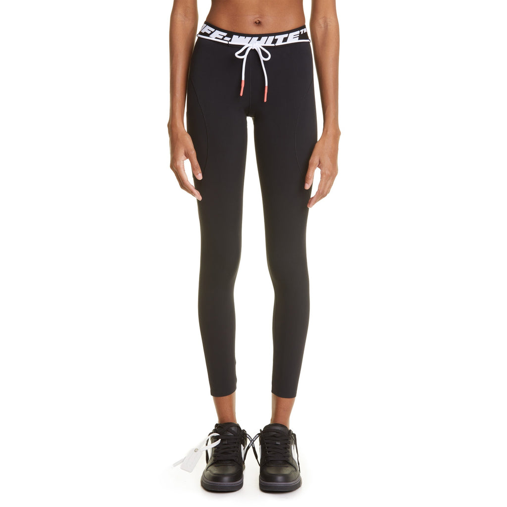 Off-White Athletic Logo Black Polyamide Band Leggings Size 4