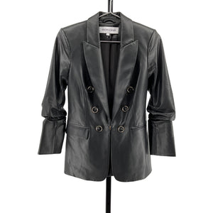 Veronica Beard ‘Beacon’ Black Vegan Leather Dickey Jacket Size 0
