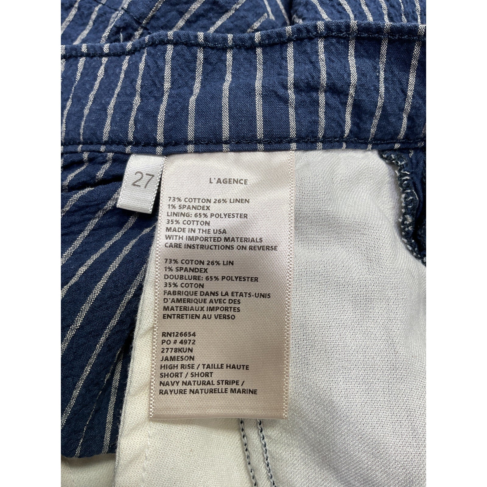 L'Agence 'Jameson' Blue Cotton Short Size 27