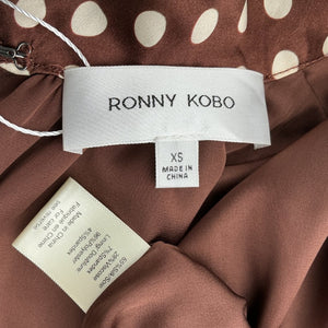 Ronny Kobo Polka Dot Brown Antares Mini Dress Size XS