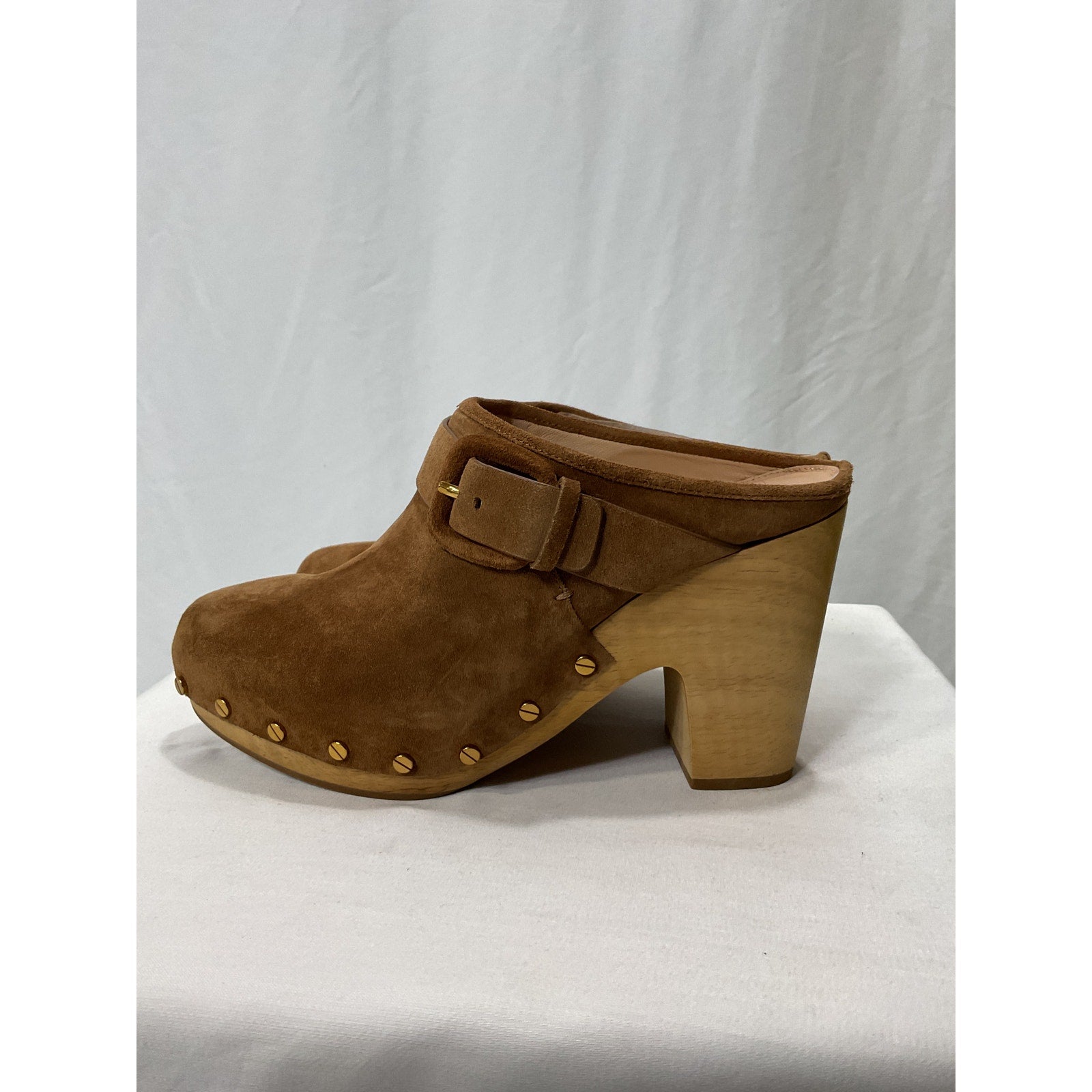 Veronica Beard 'Dacey' Brown Buckled Strap Clogs Size 9