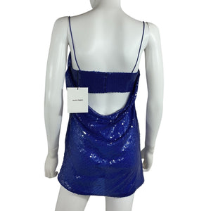Alex Perry Sequined Ultramarine Open Back Drape Mini Dress Size US 4 / UK 8 - NWT