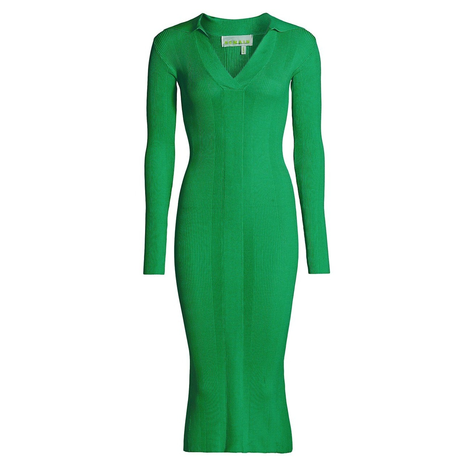 Remain 'Birger' Green Viscose Christensen Joy Fitted Knit Midi Dress Size 6